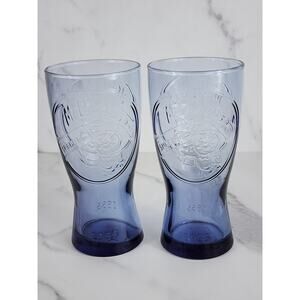 McDonald's Blue Glasses Tumbler 1955 Speedee Coke Drinking 6 3/4" Glassware